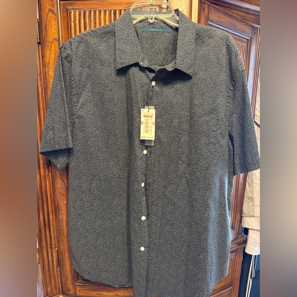 Perry Ellis Men's Black Patterned Shirt, size XXL new with tags